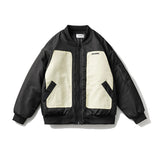 Unisex Winter Cotton Coat Letter Embroidered Stand Collar Cotton Coat Retro Warm Cotton Coat