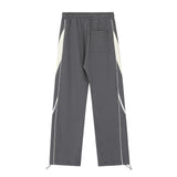 Men Sweatpants Color Contrast Patchwork Straight Casual Pants Sports Wide Legs Trousers