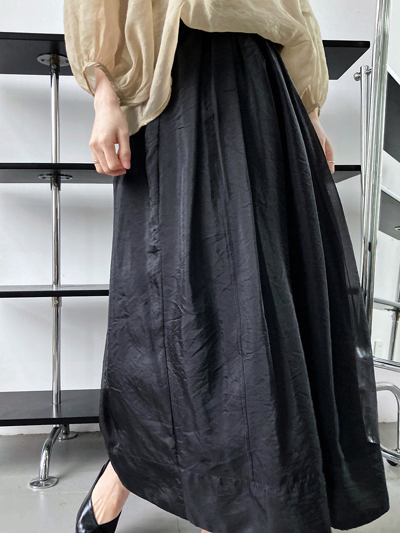 Women Skirt Summer Organza Midi Skirt Bud Skirt Elastic Waist A- line Skirt