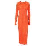 Women Dress Black Pleated Dress Female Autumn Winter Long Dress