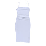 Women Dresses Knitted Square Collar Sling Dress Long Dress