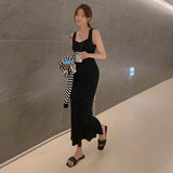 Women Dresses V-neck Sling Vest Dress Sleeveless Maxi Dress