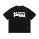 Men T Shirt Foam Printed Letters T-shirt Summer Men's Short Sleeve Loose Hiphop Half Sleeve