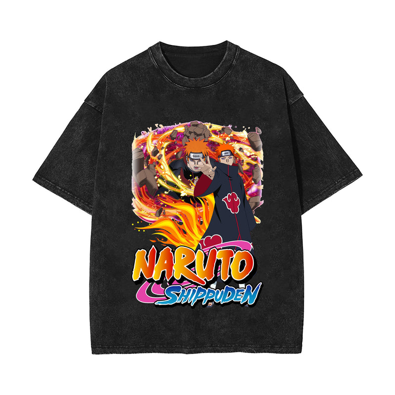 Anime T-shirt short-sleeved summer washed old cotton top loose