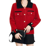 Women Knitwear Spring and Autumn Lapel Knitted Cardigan