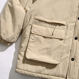 Unisex Winter Cotton Coat Three-Dimensional Pocket Decoration Loose Cotton Coat Vintage Corduroy Lapel Cotton-Padded Jacket