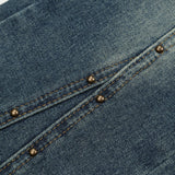 Women Pants Decorative Rivets Flared Jeans Wide Leg Trousers