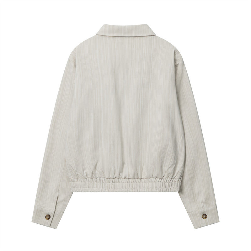 Women Jacket Letter Embroidered Jacket Casual Polo Collar Zipper Cardigan Outerwear