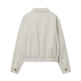 Women Jacket Letter Embroidered Jacket Casual Polo Collar Zipper Cardigan Outerwear