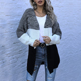 Women Knitted Sweater Fall/Winter Long Sleeve Color Matching Loose Casual Women's Cardigan Sweater Coat