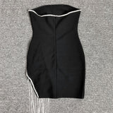 Women Evening Dress Sexy Tassel Bandage Sheath Dress
