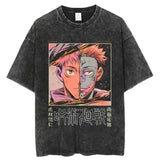 2024Japan Anime Print Oversize Cotton Mens Vintage TShirt