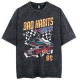Pure cotton washed old animation printed cartoon style T-shirt