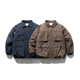 Unisex Winter Cotton Coat Winter Three-Dimensional Pocket Decoration Lapel Cotton-Padded Coat Retro Workwear Cotton Coat