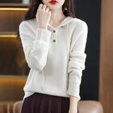 Women Knitwear Fall Winter Hooded Knitwear Loose Sweater