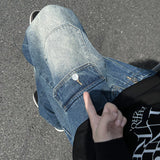 Men Jeans Cargo Jeans Men's Autumn and Winter Wide-Leg Trousers