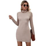 Women Dress Knitted Turtleneck Backless Sexy Dress