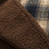 Unisex Winter Cotton Coat Plaid Decoration Lapel Cotton-Padded Coat Vintage Cotton-Padded Jacket