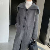 Women Cardigan Sweater Autumn Sweater Coat Lapel A3310