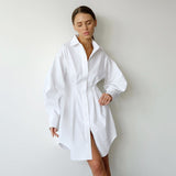 Women Dress Shirt Dress Autumn and Winter Long Sleeve A- line Dress