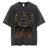 Rottweiler Doberman Vintage Washed T Shirt Men's Hip Hop