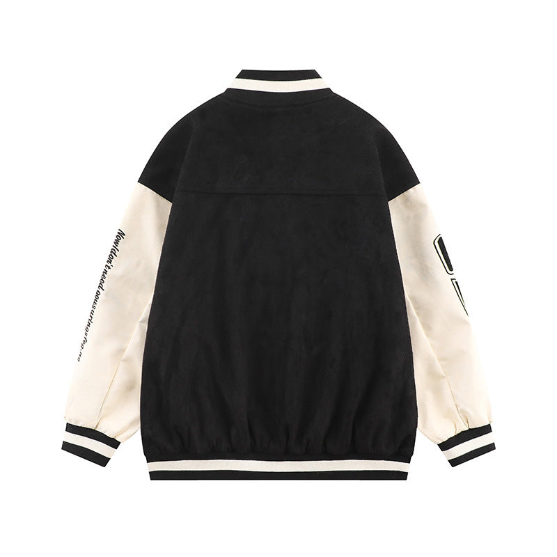 Men Jacket Coat Embroidered Baseball Uniform Coat Men's Ins Color Matching Stitching Jacket