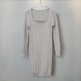 Women Dresses Spring Hemp Pattern Knitted Long Sleeve Narrow Dress