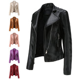 Red Leather Jacket Women's Coat Motorcycle Clothing