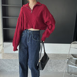Women Winter Knitted Sweater Zipper and Lapel Autumn Sweater Coat Sweater 8t8263