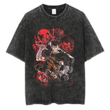 Men Streetwear Vintage Black Tshirt Harajuku Japanese Anime
