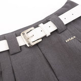 Women Skirt Pleating Suit Skirt with Belt Leisure A- line Skirt