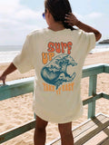 Surf Up Take It Easy Printed Tshirt Women Hip Hop Summer Top
