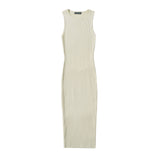 Women Dresses Summer round Neck Three-Dimensional Knitted Dress Slim-Fit Midi Skirt (Xds0414)