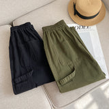 Women Sweatpants Overalls Loose Straight Wide-Leg Casual Retro Ankle-Tied Pants