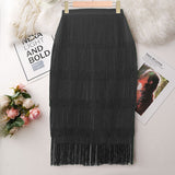 Harlem Night Attire Slim Fit Casual Tassel Skirt Skirt