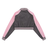 Women Jacket Letter Affixed Cloth Embroidered Short Baseball Uniform