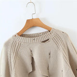 Women Sweater Knitwear Knitting Suit Sexy Sling Dress Ripped Sweater Two-Piece Set