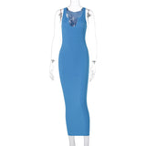 Women Dresses Sexy Dress Summer Sexy U Collar Sleeveless Slim Fit Skirt