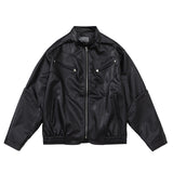 Unisex Jacket Autumn Stand Collar Leather Jacket