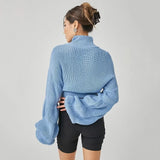 Women Sweater Knitwear Autumn and Winter Turtleneck Puff Sleeve Thick Thread Sweater Loose Long Sleeve Sweater Top