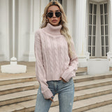 Women Knitted Sweater Autumn Twist Long Sleeve High Collar Bottoming Sweater