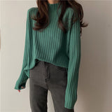 Women Knitwear Autumn Winter Retro Turtleneck Sweater Loose Sweater