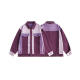 Unisex Jacket Purple Denim Top Spring and Autumn Coat Men's and Women's Jacket