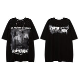 Men T Shirt Alphabet Graffiti Print Couple Short Sleeve T-shirt
