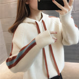 Women Knitwear Autumn and Winter Hooded Pullover Sweater Loose Casual Sweater
