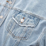 Women Jacket Washed and Worn Loose Short Lapels Jeans
