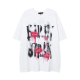 Men T Shirt Letter Graffiti Short Sleeve T-shirt