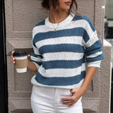 Women Knitted Sweater Autumn Long Sleeve Striped Sweater
