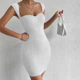 Women Dress Spring and Summer Sexy Nightclub Skirt Sleeveless Knitted Hip Spaghetti Straps Dress