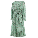Women Date Dress Autumn and Winter Leisure Floral V-neck Long-Sleeve Dress